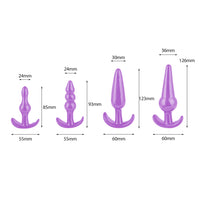 4 Pack Silicone Anal Butt Plug Ass Bum Beads Trainer Kit Sub BDSM Female Sex Toy