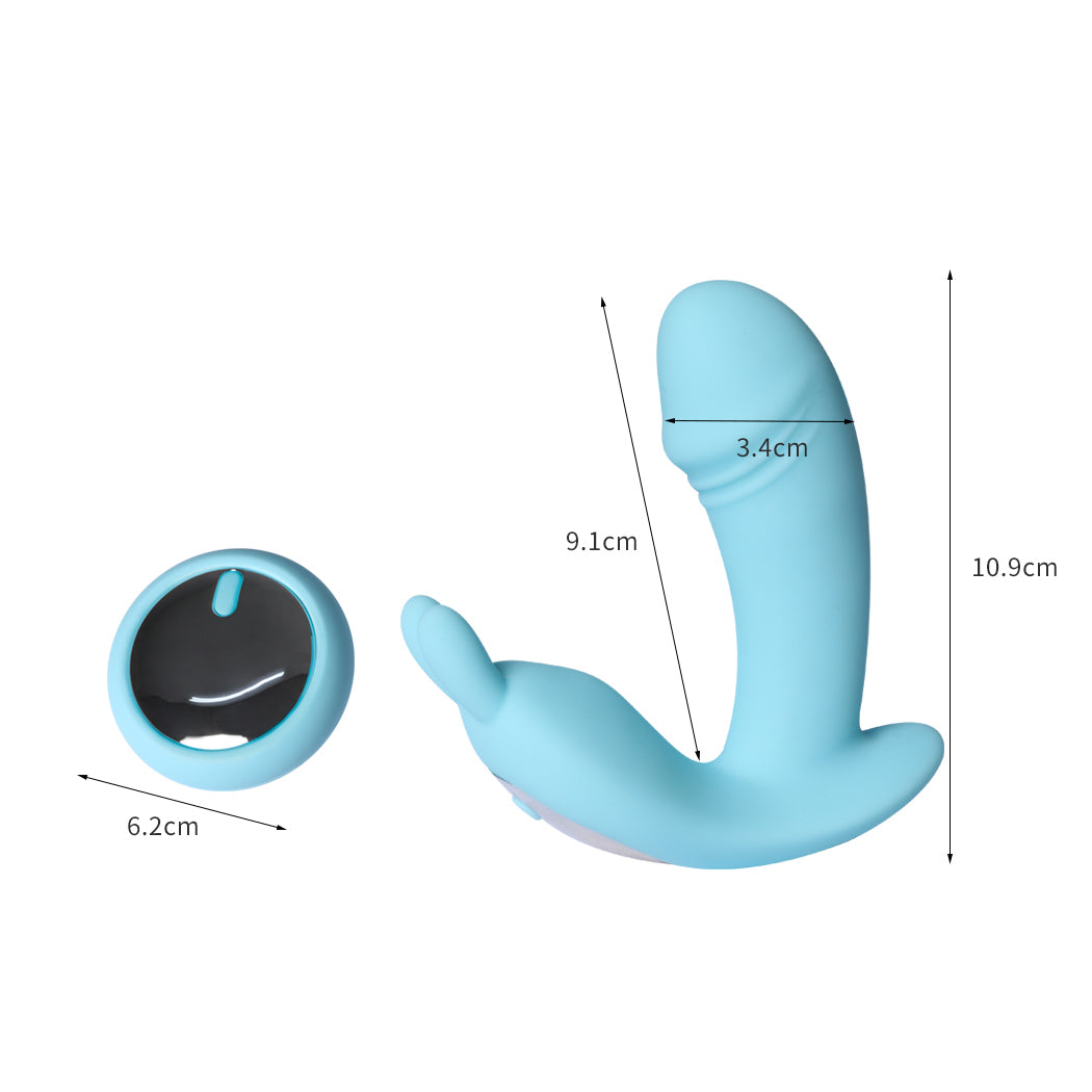 Rabbit Vibrator Wireless Control Clit Dildo Rechargeable Sex Toy Love Women Blue