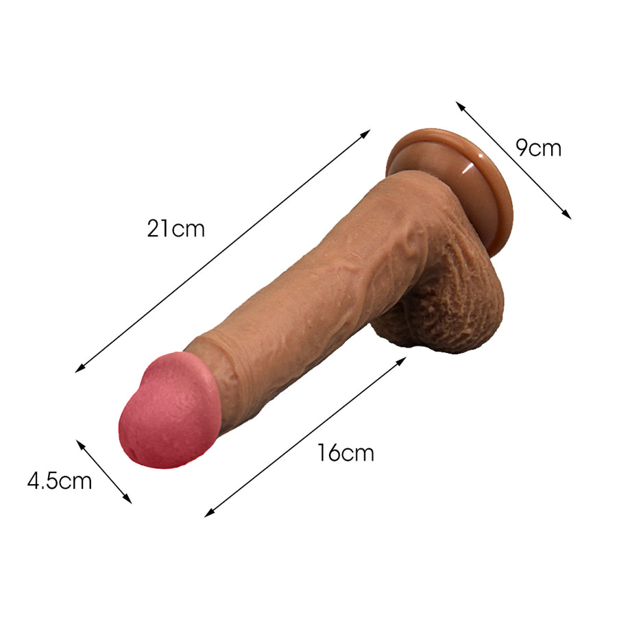 Dildo Dong Realistic Penis Cock Suction Cup soft head &Balls Adult Sex Toy Large