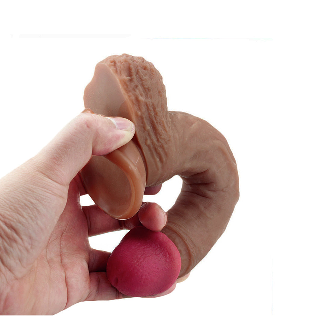 Dildo Dong Realistic Penis Cock Suction Cup soft head &Balls Adult Sex Toy Large