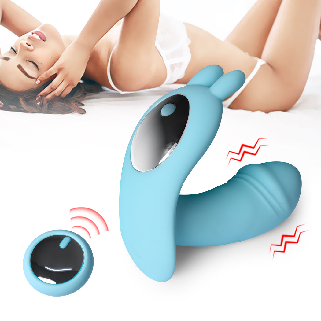 Rabbit Vibrator Wireless Control Clit Dildo Rechargeable Sex Toy Love Women Blue